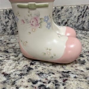 Pfaltzgraff Tea Rose Planter Boots - 1985 Stoneware Ceramic